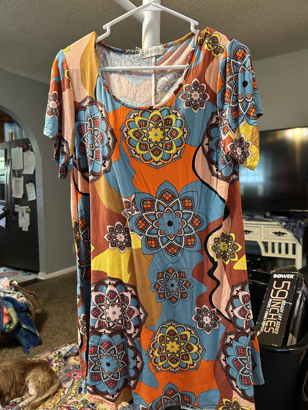 Larace XL Multicolor Floral Pattern Short Sleeve Dress